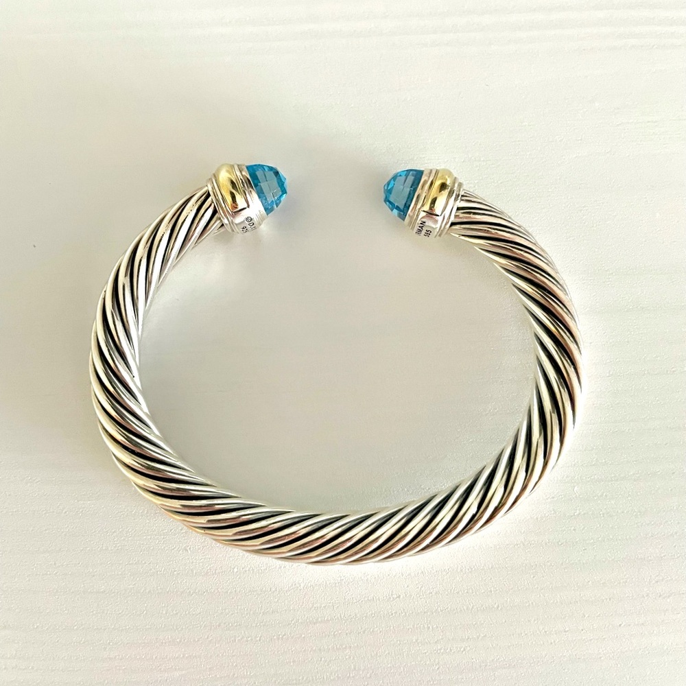 David Yurman 7mm Blue Topaz Cable Bracelet